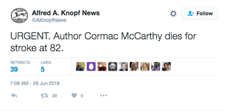 Illustration for article titled No, Cormac McCarthy Didn't Die of a Stroke